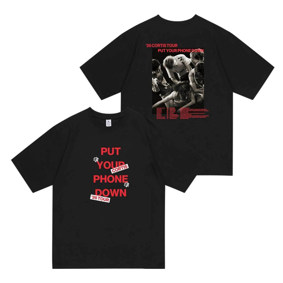 CORTIS T SHIRT TOUR PUT YOUR PHONEDOWN TOUR 2026 100% COTTON