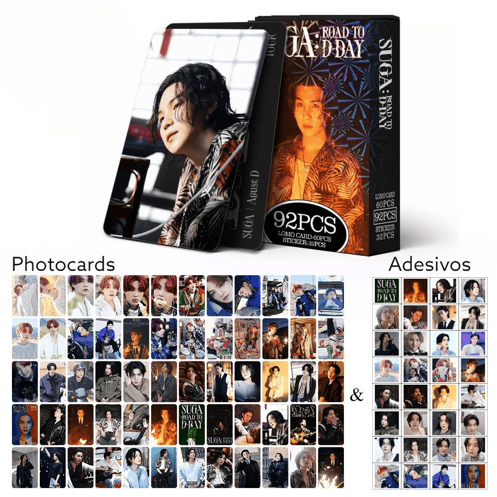 PHOTOCARDS SUGA: ROAD TO D'DAY 92 PCS (60 PHOTOCARDS + 32 STICKERS)